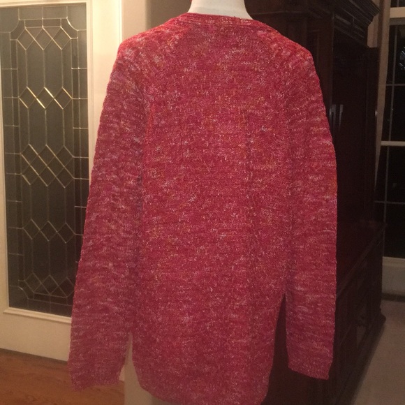 BNWOT bright red v-neck cable knit sweater in Lge - Picture 5 of 8